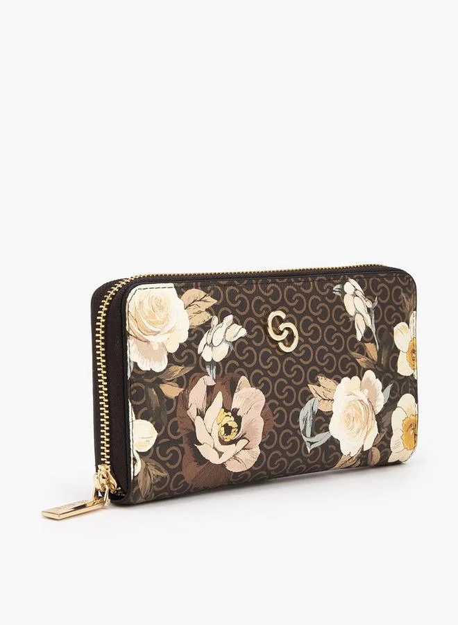 Celeste Floral Print Wallet With Zip Closure